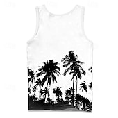 cheap Vacation Tropical T Shirts-Men&#039;s Graphic Coconut Palm Vest Top Sleeveless T Shirt for Men Sleeveless T shirt 3D Print Crew Neck Shirt Vacation Tropical Designer Party Daily Gym White Spring &amp; Summer Clothing Apparel S M L XL