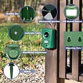 economico Sensori e allarmi di sicurezza-Repellente per animali ad ultrasuoni a energia solare: deterrente con sensore di movimento impermeabile per gatti, cani, uccelli e animali selvatici nei giardini &amp;all&#039;aperto