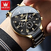 Недорогие Кварцевые часы-Новые часы Olevs Brand Men&#039;s с светящимся хронографом календарем 24 часа многофункциональными кварцевыми часами для бизнеса керамические водонепроницаемые наручные часы