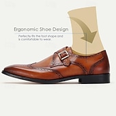 billiga Premium läder Loafers-munkbandsskor för män svart brunt brunt läder brogue-spänne
