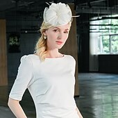 お買い得  ファシネーター-ヘッドバンド、ファシネーター、帽子、チュール、シナメイ、山高帽/クローシュハット、ピルボックスハット、シルクハット、ウェディング、ティーパーティー、エレガントなウェディング、羽根付き、花柄のヘッドピース、帽子