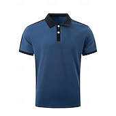 cheap Men&#039;s Classic Polo-Men&#039;s Golf Shirt Golf Polo Work Casual Lapel Short Sleeve Basic Modern Color Block Patchwork Button Spring &amp; Summer Regular Fit Wine Navy Blue sky blue Gold Beige Coffee Golf Shirt