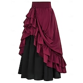 economico Fondi-Punk &amp; Gotico Medievale Rinascimento Gonna Costume Cosplay Gonna lunga Fiera del Ren Tinta unita Per donna Celtico Costumi da pirata Fantasia Halloween Carnevale Mascherata Carnevale Casual Quotidiano