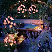 Недорогие Ландшафтные огни-светодиодный имитационный цветок на солнечной батарее, 8 режимов, светильник для газона, цветок камелии, уличный водонепроницаемый садовый светильник, вилла, парк, двор, лужайка, дорожка, ландшафтное