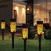 cheap Pathway Lights &amp; Lanterns-2pcs Outdoor Solar Landerscape Lighting Pathway Light Flame Shaped Lawn Light Outdoor Garden Lights for Patio Villa Park Lawn Walkway Waterproof Lighting Atmosphere Landscape Decor Light