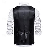 economico Gilet da uomo-Per uomo Gilet Da tutti i giorni Da mare Per uscire Vintage Di tendenza Primavera &amp; Autunno Pulsante Poliestere Comodo Liscio Monopetto A V Standard Nero Grigio scuro Gilet