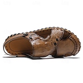 cheap Casual Sandals-Men&#039;s Brown Leather Sandals with Adjustable Strap and Stylish Stitching – Comfortable and Durable for Casual Outings, Beach and Everyday Wear