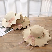cheap Bucket Hat-Women&#039;s Hat Sun Hat Portable Sun Protection Outdoor Holiday Beach Flower Pure Color