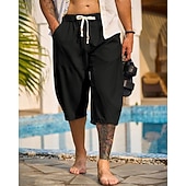 economico Vacanza-Per uomo Pantaloni capri Shorts di Lino Pantaloncini Estivi Shorts da Spiaggia Pantaloni harem Tasca Coulisse Elastico in vita Semplice Comodità Traspirante Lunghezza al polpaccio Vacanza Ferie