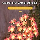 Недорогие Ландшафтные огни-светодиодный имитационный цветок на солнечной батарее, 8 режимов, светильник для газона, цветок камелии, уличный водонепроницаемый садовый светильник, вилла, парк, двор, лужайка, дорожка, ландшафтное