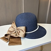 levne Party klobouky-Klobouky Doplňky do vlasů akryl / bavlna Sláma Kbelík Slamák Sluneční klobouk Ležérní Dovolená Elegantní retro S Peří Mašle Přílba Pokrývky Hlavy