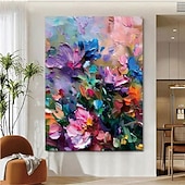 billiga Blom- och växtmålningar-3d tjock landskapsmålning konst handmålad kniv landskap oljemålning canvas väggkonst abstrakt blomma målning konst för vardagsrum sovrum hotell väggdekoration