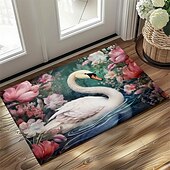 preiswerte Fußmatten-Schwanenblumen Fußmatte Küchenmatte Bodenmatte rutschfester Bereich Teppich Ölfester Teppich Indoor Outdoor Matte Schlafzimmer Dekor Badezimmermatte Eingangsbereich Teppich