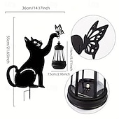 economico Luci paesaggistiche-1/2 pz lampada da giardino solare a led per esterni gatto nero per la decorazione del giardino da giardino halloween natale capodanno festa di nozze lampada da percorso solare lampada da gatto in ferro nero impermeabile
