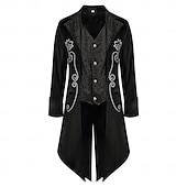 billige Topper-Retro / vintage Punk og gotisk Kostymer i middelalderstil Jakke tailcoat Prins Adelsmann Jacquard Herre Royal Steampunk Maskerade Fest Voksne Frakk