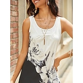 cheap Floral Dress-Women&#039;s Mini Dress Casual Dress Petite Dress T Shirt Dress Tee Dress Shift Dress Elegant Vintage Outdoor Vacation Holiday Regular Fit Floral Sleeveless Crew Neck White Pink Red Purple