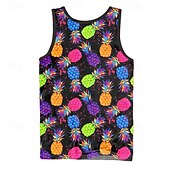 abordables Translation-Homme Graphique Ananas Débardeur T-shirt sans manches pour hommes Sans manches T-shirt Impression 3D Col ras du cou Chemise Vacances Tropical Designer Soirée Quotidien Salle de sport Noir Printemps