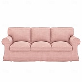 baratos Cobertura de Sofa-Capa de Sofá de 3 Lugares 20% Linho Cor Sólida Acolchoada em Algodão e Linho
