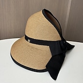 olcso Buli kalapok-Kalap Fejfedők Akril / Pamut Szalma Halász sapka Szalmakalap Hétköznapi Szabadság Elegáns Retro Val vel Csokor Tiszta Szín Sisak Fejfedők