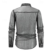 economico camicia da uomo con bottoni-Per uomo Camicia Camicia Estiva Camicia casual Camicia da Spiaggia Camicia con Bottoni Grigio Manica Lunga Blocco di colori Collo Camp Vacanza Camicia hawaiana Bottonato Abbigliamento Moda Casual