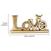 cheap Valentine's Day-Valentine's Day Decoration LOVE Letter Ornaments Decorative Handicrafts Made of Resin Material With Gold and Silver Foil Decoration on The Surface