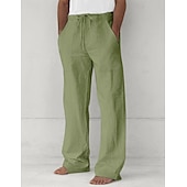 ieftine Clasic-Bărbați Pantaloni Pantaloni de vară Pantaloni largi Pantaloni de plajă Pantaloni casual Cordon Buzunar frontal Picior drept Simplu Confort Απαλό Lungime totală Yoga Concediu Plajă Modă Hawaiană Negru
