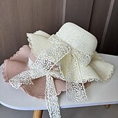 abordables Sombreros de fiesta-Sombreros Acrílico / Algodón Hebra Sombrero de copa Sombrero para el sol Casual Festivos Elegante Retro Con Cintas Color Puro Celada Sombreros