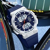 cheap Digital Watches-SANDA Men Digital Watch Fashion Casual Business Wristwatch Luminous Stopwatch Countdown Calendar TPU Watch