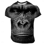 お買い得  アニマルプリントTシャツ-男性用 動物 野生動物 Tシャツ 半袖 Tシャツ 3Dプリント クルーネック シャツ 旅行度假风 誇張された デザイナー パーティー 誕生日 ストリート ダークブラウン ブラック / ホワイト ブラック 夏 春 衣類 S M L XL XXL XXXL