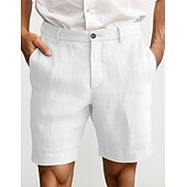 abordables Classique-Homme Shorts Shorts en Lin Robe Short Shorts d&#039;été Fermeture éclair Avec Poches Boutons Uni Confort Doux Extérieur Quotidien Sortir Mode Occasionnel Noir Blanche