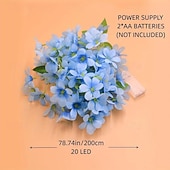 cheap Battery String Lights-Elegant Wedding Party Reception Flower String Lights – Blue 6-Petal Floral Vine Battery Operated Fairy Lights for Bedroom Seasonal Home Decor