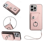 cheap iPhone Cases-Phone Case For iPhone 16 iPhone 15 Pro Max Plus iPhone 14 13 12 11 Pro Max Plus Mini SE Back Cover with Stand Holder with Wrist Strap Card Slot Retro TPU PU Leather