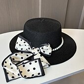 economico Cappelli per feste-berretto Copricapo Acrilico / cotone Paglia Cappelli da pescatore Cappello di paglia Cappello da sole Informale Per eventi Elegante Retrò Con Perle false Nastri Copricapo Copricapo