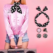 billiga Outfits-Retro / vintage Femtiotal Grease-kläder Cosplay-kostym Kläder Cosplay Maskeradkläder Dam Maskerad Fest / afton Möhippa Vuxna Topp Huvudbonad Vår &amp; sommar