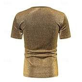 cheap Tops-Retro Vintage 1980s Shiny Metallic T-shirt Disco Men&#039;s Halloween Carnival Masquerade Performance Club Pride Parade Adults&#039; T-shirt Spring &amp; Summer