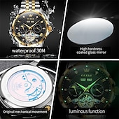 baratos Relógio Automático-nova marca olevs moda masculina europeia tendência relógio de negócios calendário luminoso indicação de 24 horas semana relógio mecânico multifuncional pulseira de aço à prova d&#039;água esportes relógio