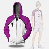 tanie Grafika postaci z kreskówek i filmów-Haikyuu Odzież wierzchnia Powrót do szkoły Rozpinana bluza z kapturem Anime 3D Przednia kieszeń Graficzny Na Dla par Męskie Damskie Dla dorosłych Bal maskowy Powrót do szkoły Druk 3D Sport Codzienne