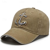preiswerte Baseballkappe für Herren-Herren Cap Basecap Sonnenhut Kappe Schwarz Marineblau Polyester Bestickt Modisch Brautkleider schlicht Strasse Täglich Anker Einstellbar Sonnenschutz Atmungsaktiv