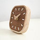 tanie Dekoracje ścienne-Nordic czarny orzech minimalistyczny zegar na biurko zegar ścienny sypialnia dekoracja salonu z litego drewna ciche zegary wiszące zegarek ścienny 13 cm