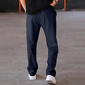 economico Gamba Dritta-Per uomo Pantaloni della tuta Pantaloni A cordoncino Vita elastica Gamba dritta Liscio Comfort Sportivo Giornaliero Di tendenza Informale Verde militare Nero Media elasticità