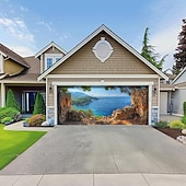 tanie Osłony drzwi garażowych-letnie wakacje na plaży baner na osłonę drzwi garażowych piękna duża dekoracja tła na zewnętrzne drzwi garażowe dekoracje ścienne domu impreza impreza parada