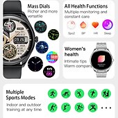お買い得  スマートウォッチ-696 MT55 スマートウォッチ 1.43 インチ スマート·ウォッチ ブルートゥース ECG + PPG 歩数計 着信通知 と互換性があります Android iOS 女性 男性 ハンドフリーコール メッセージ受信通知 IP 67 46mmの時計ケース
