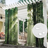 economico Tende impermeabili-tende da esterno tenda impermeabile antivento e resistente alle intemperie per patio, capanna, veranda, pergola e gazebo, telo superiore con occhiello, paesaggio forestale a 2 pannelli