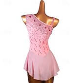 voordelige Schaatsjurken-Kunstschaatsjurk Dames Voor meisjes Schaatsen Jurken Roze Lapwerk Netstof Spandex Hoge Elasticiteit Opleiding Oefenen Professioneel Kunstschaatskleding Klassiek Kristal / Bergkristal Mouwloos