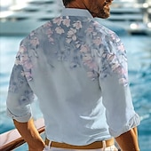 voordelige Overhemden voor heren-Voor heren Bloemig Overhemd met knopen Bedrukte overhemden Lange mouw Mode-casual Casual Dagelijks Hawaii Herfst Winter Lente zomer Strijkijzer Overhemden met kraag Dichtknopen Afdrukken blauw Groen