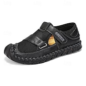 abordables Sandalias casuales-Zapatos casuales con velcro de malla verde oliva para hombre, ligeros y deportivos, adecuados para senderismo, caminatas y aventuras al aire libre.