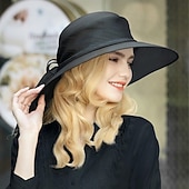 Недорогие Party Hats-Hats Fiber Bowler / Cloche Hat Bucket Hat Straw Hat Wedding Beach Elegant Wedding With Lace-up Headpiece Headwear