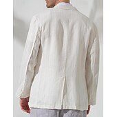 cheap Men&#039;s Classic Blazers-100% Linen Men&#039;s Linen Blazer Blazer Business Formal Evening Wedding Party Fashion Casual Spring &amp;  Fall Stripes Pocket Casual / Daily Single Breasted Blazer White Navy Blue Coffee