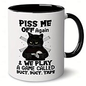 economico Tazze e tazzine-Tazza da caffè in ceramica da 1 pezzo da 11 once con design di gatto nero per uso domestico e in ufficio: regalo perfetto per gli amanti del caffè