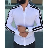 cheap Men&#039;s Button Up Shirts-Men&#039;s Shirt Summer Shirt Button Up Shirt Casual Shirt Beach Shirt Black White Red &amp; White Green Long Sleeve Color Block Lapel Hawaiian Holiday Patchwork Clothing Apparel Fashion Casual Comfortable